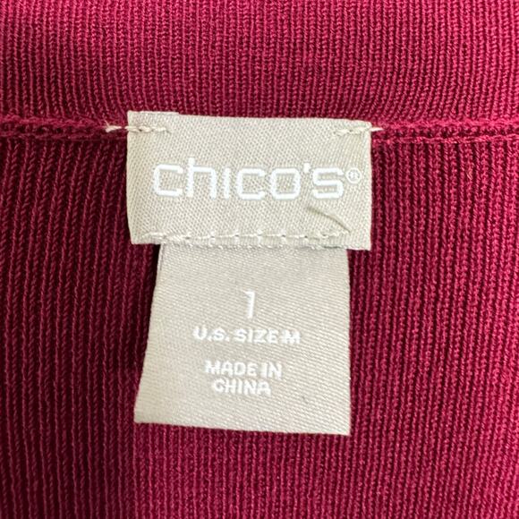 Chico's Womens Cardigan Duster Sweater Size Medium Red Lagenlook Button Closure - Picture 4 of 9